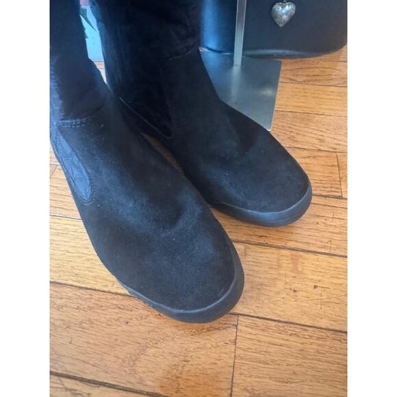 COACH Women's Black seude quilted C rabbit fur Talen Winter Boots 7M (bo1400 - Picture 3 of 9